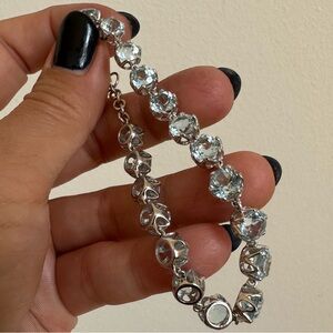 Sterling Silver 925 Natural Aquamarine 8” Tennis Bracelet